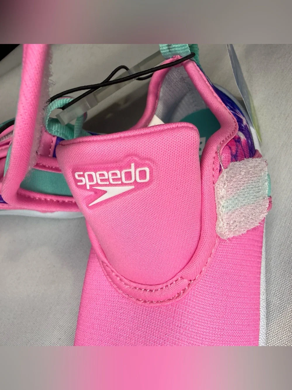 Speedo Kids Pink Water Shoes with Teal Strap Accents